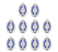 10x Blessed Virgin Pendant Charms Catholic Bracelets Necklace Pendant with Loop Miraculous Medals for DIY Jewelry Making