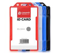 10x Blue Single Sided Open Faced Hard Plastic Badge Name Tag ID Holders by Lanyards Tomorrow Portrait Vertical 9.8 x 5.8 cm Rigid Access Control for Work Office Holds CR80 Credit Card Size Identity