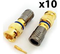 10x BNC Compression Connectors RG6 Crimp Male Plugs Coaxial Cable - CCTV Install - Loops