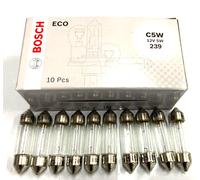 10x BOSCH Light Number Plate Bulb 239 Festoon 5W 12V - ECO Light