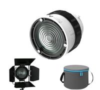 10X Bowens Mount Fresnel Lens with 4-Leaf Barn Doors, 10°-45° Focusable Beam Zoom Lens, for ≤200W COB Video Light, Compatible with Godox SL60 SL60W, Amaran 60D 150C 200X 200X S, for Studio Lighting.