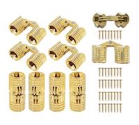 10x Brass Barrel Hinges Hidden Invisible Cabinet Furniture Hinges Concealed 180 Degree Opening Angle w/20x Screws (8mm)