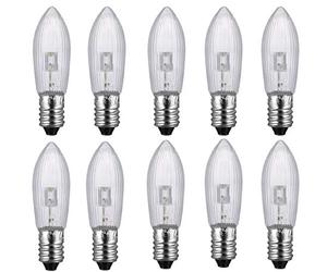 10x Candle Arch Bridge Bulb Christmas Replacement Spare E10 LED Screw Light 9V-55V AC 0.2W 3000K