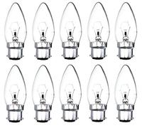 10x Candle Light Bulbs 25w / 40w / 60w Lamps Bayonet BC B22 Clear (40)