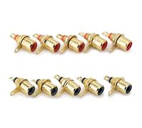 10x Chassis Mount RCA Phono Sockets Female Gold Plated Panel Connectors Red-Black