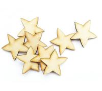 10x Christmas Star Wooden MDF Craft Shape Laser Cut Embellishment (5cm)