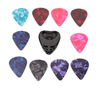 10x Colorful Plastic Guitar Pick Plectrum Hearted Shape with Holder Case