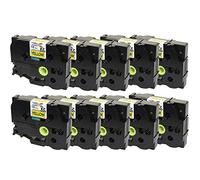 10x Compatible Label Tapes TZ-641 TZe-641 Black on Yellow (18mm x 8m) for PT-2030VP 2430PC 3600 9600 D400 D400VP D450VP D600VP E300VP E550WVP H300 H500 H500LI P700 P750W
