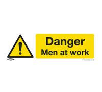 10x DANGER MEN AT WORK Health & Safety Sign - Rigid Plastic 300 x 100mm Warning