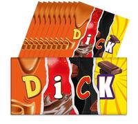10x Dick Rude Chocolate Bar Wrappers. Funny Choc Cover Joke Insult Husband Wife Birthday Xmas Secret Santa Gift Novelty Prank Fun Friend Present. Multipack: Pack of 10. (Chocolate Not Included).