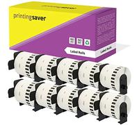 10x DK-44605 Black on Yellow 62 mm x 30.48 m Compatible Continuous Removable Paper Label Tapes for P-Touch QL-1110NWB QL-1100 QL-1050 QL-500 QL-570 QL-580 QL-700 QL-800 QL-810W QL-820NWB