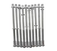 10x Drum Tension Rods Tom Lug Screws for Snare Drum Accessory Replaces 6x100 mm Silver