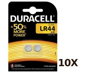 10X Duracell LR44 Alkaline Battery AG13 357 A76 RW82 L1154 SR44 A76 B13GA