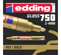 edding 750 gloss paint marker - gold - 10 paint markers - round tip 2-4 mm - paint pen for glass, pebbles, wood, plastic, paper - waterproof, high coverage