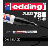 edding 780 gloss paint marker - black - 10 paint markers - extra-fine round tip 0.8 mm - paint pen for glass, pebbles, wood, plastic, paper - waterproof, high coverage