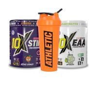 10X Energy Stack - Pre-Workout & EAAs Bundle | 10X STIM for Extreme Energy | EAA + Electrolytes for Hydration |STIM Atomic Orange & EAA Appletize