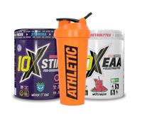 10X Energy Stack - Pre-Workout & EAAs Bundle | 10X STIM for Extreme Energy | EAA + Electrolytes for Hydration |STIM Blue Raspberry & EAA Watermelone