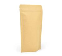 10x Evergreen Goods Kraft Paper Foil Lined Zip-Lock Stand-Up Pouch Bags | Brown Food Grade Re-usable Re-Sealable Grip Stand-able 110mm x 185mm x 45mm Packing for Coffee Bean, Tea Leaf & Snacks