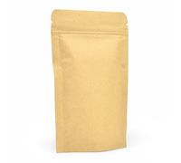 10x Evergreen Goods Re-usable Foil Lined Zip-Lock Grip Stand-able Re-Sealable Brown Kraft Food Grade Bags Paper Stand-up Pouch Packing Bag for Coffee Bean Tea Leaf and Snacks (90mm x 140mm x 35mm)