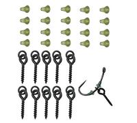 10x Fishing Bait Screws & 20x Hook Stops, Carp Boilie Bait Screw Eyes With Link Loop Terminal Tackle Accessories