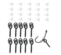 10x Fishing Bait Screws & 20x Hook Stops, Carp Boilie Bait Screw Eyes With Link Loop Terminal Tackle Accessories