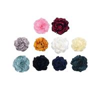 10x Flower Brooch Bride Groom Party Prom with Clip Satin Ribbon Flowers