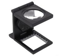 10X Folding Metal Linen Tester Magnifying Glass With LED Lights,Microscope Folding Magnifier Stand Loupe With Scale