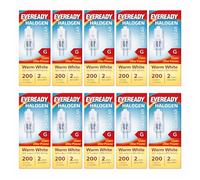 10x G4 Halogen Light Bulbs 20W 12V 2-Pin Base Replacement for Eveready Bulb JC Type Clear Capsule 200 Lumens, Dimmable, Warm White