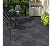 10X Graphite Deck Tiles 30X30Cm Interlocking Recycled Rubber Garden Patio Flooring