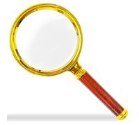 10x Handheld Magnifier, Reading Magnifier for Children and Seniors, Suitable for Hobby and Science, 90mm Plastic Gold-Plated Frame with Electroplated Gold Handle