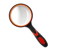 10X Handheld Magnifying Glass for Seniors - Non-Slip Soft Rubber Handle, Shatterproof Lens, Lightweight Reading Magnifier for Books, Hobbies, and Exploration (Orange)