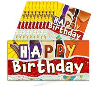 10x Happy Birthday Chocolate Bar Wrappers. Husband Wife Son Daughter Family Father Dad Mum Gift Work Fun Friend Present (Chocolate Not Included). Multipack: Pack of 10.