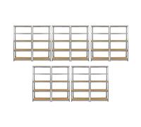 10x Heavy Duty Galvanised Steel 5 Tier MDF Shelving Racking Storage Bay