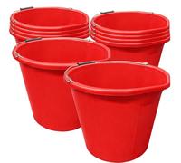 10x Heavy Duty Red Plastic Builders Buckets 3 Gallon 14 Litre Water Mixing Storage Strong with Handle and Spout Ideal Made in UK Colour Coded Bucket