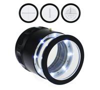 10X Illuminated Jewelers Loupe Magnifier with Interchangeable Reticle Scale, LED Light, 25mm Field of View, for Jewelry,Gems, Coins, Hobby Tool (4 Glass Scale Chart)