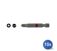 10x Inserts Bits Cross Ph Maurer Plus Steel S2 Pack Pz 2 1/4 - Ph 3 - MM 50