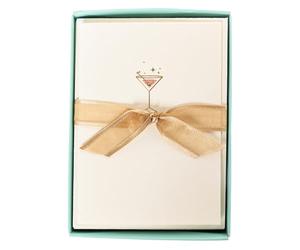 10x La Petite Presse Blank Cards & Envelopes, All Occasion - Pink Martini | Boxed Notecards and Envelopes sets - 10 Embossed and Embellished Gold Foil Blank Cards with Matching Envelopes & Storage Box