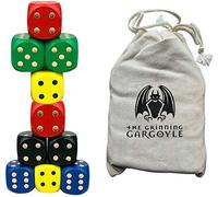 10x Large Dice for Children - 30mm Big Dice for Kids - Giant Dice Bag | 3cm D6 Dice Set | 10x 6 Sided Dice | Jumbo Dice with Rounded Edge | Wooden Dice with Dice bag | Multi Colour Extra Large Dice