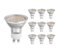 10x LED GU10 Light Bulbs Warm White 3,000 K 3 W Spotlight 389 lm 82 Ra No Flickering AC 100-240 V, Non-Dimmable SMD LED Spotlight 120° Glass with Protective Glass