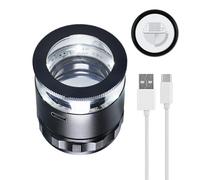 10X LED Scale Loupe Rechargeable Jewelry Loupe with Detachable Measuring Scale, 6 LED Lights, Adjustable Focal Length for Jewelry, Gems, Coins