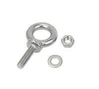 10x M10 x 100mm Lifting Long Eye Bolt Longshank with Full Nuts and Washer Stainless Steel Marine Grade Lifting Ring Eye Bolts Male Thread for Lifting Binding Equipment