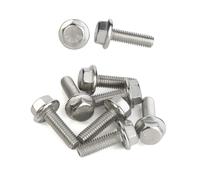 10x M6 x 12mm Flanged Hex Bolt, A2 Stainless Steel, Fully Threaded Set Screw, Flanged Hexagon Head Bolt, DIN 6921, High-Strength Corrosion-Resistant Fastener