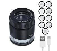 10x Magnification Scale loupe Rechargeable Jeweler 8 Detachable Reticle Scale Precision, Magnifying Glass with 6 LED Lights (8 Detachable Scale)