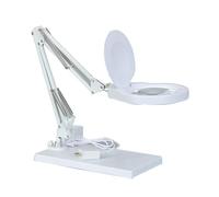 10X Magnifying Glass with Light and Stand, 2-in-1 LED Lighted Magnifier Large Base, Dimmable Magnifying Lamp, Adjustable Swing Arm for Repair Crafts Soldering