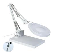 10X Magnifying Glass with Light and Stand, 5" Large Optical Glass Lens, 3 Color Modes Stepless Dimmable, Adjustable Swivel Arm Desk Magnifier for Hobby Reading