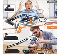 10X Magnifying Glass with Light and Stand, Dimmer Adjustable Swing Arm 2-In-1 Desk Lamp Clamp, LED Magnifier