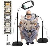 10X Magnifying Glass with Light & Floor-standing（No charger）, 45 LEDs Desk Lamp, 5 Colour Temperatures, 4 Levels Brightness, Perfect for Diamond Art, Accessories, Hobbies, Crafts, Reading, Close Work