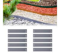 10x Metal Lawn Edging 13.5cm H 12m Long Rustproof Gray