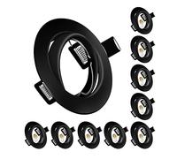 10x Modern GU10 Downlights for Ceiling, Round Matt Black Metal Frame for Recessed Ceiling Lights, Tilt Swivel Spotlight - External Dimensions: 90mm, Cut-Out Hole Size:68-80 mm