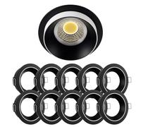10x Mounting Black Ø65 MM for GU10/MR16, Round, Aluminum, 92 MM, IP20